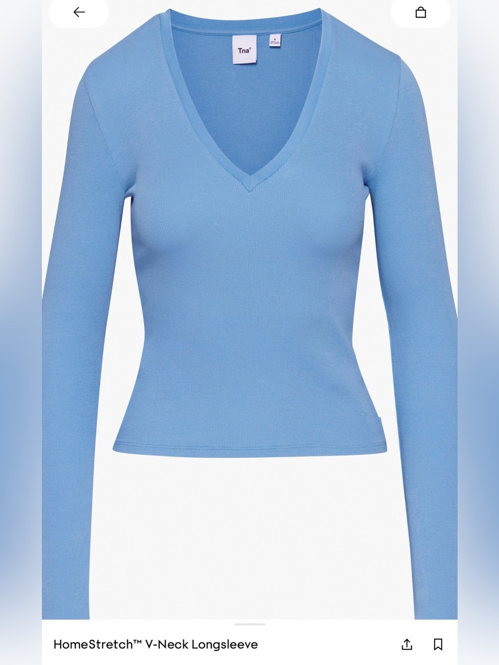 Aritzia TNA HomeStretch V-Neck Long Sleeve Top, Gd Cerulean Blue